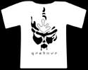 qrstuvr logo on white tee